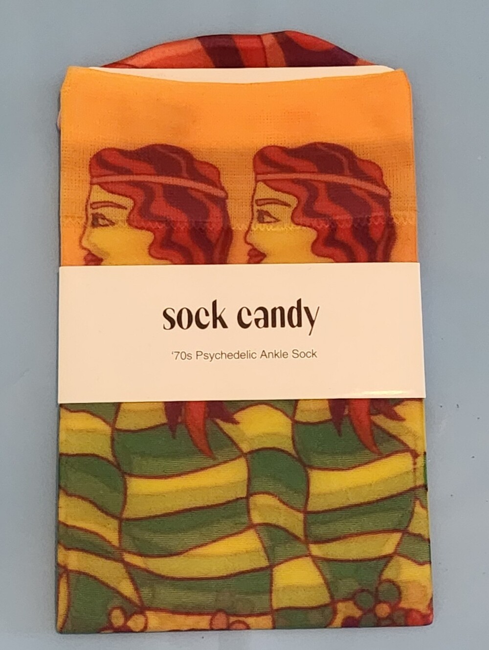 Women's Sock Candy '70s Psychedelic Ankle Socks - Yellow & Green NWT